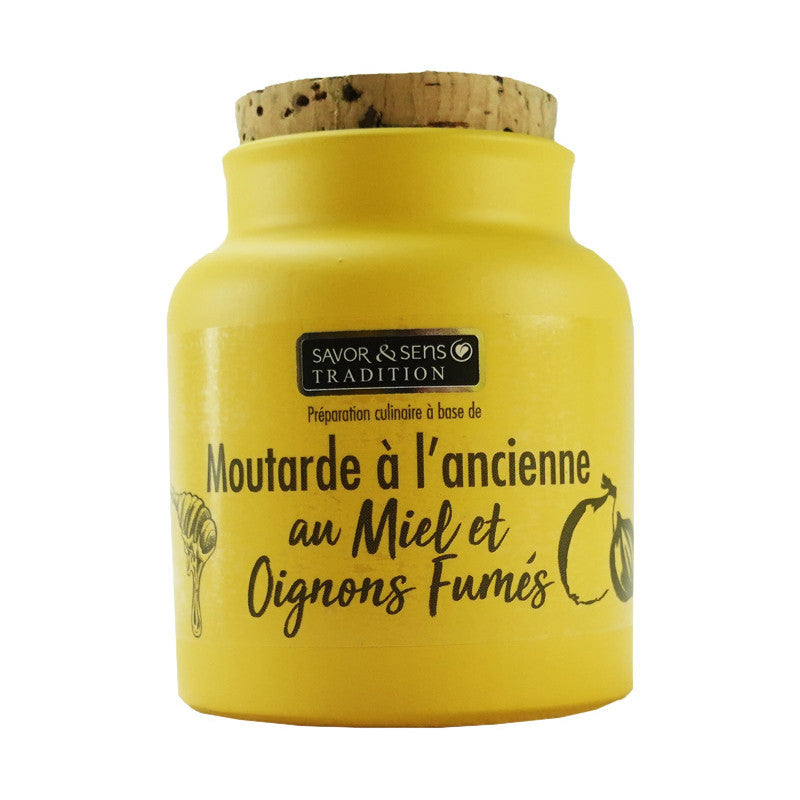 SAVOR & SENS MOUTARDE À L'ANCIENNE AU MIEL & OIGNONS FUMÉS 110G