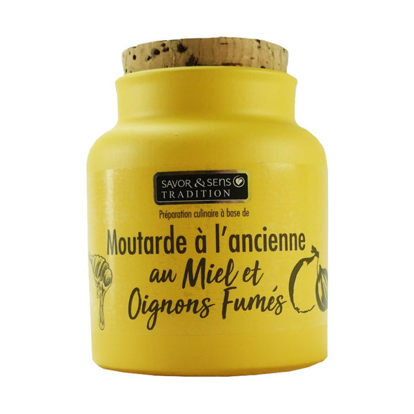 SAVOR & SENS MOUTARDE À L'ANCIENNE AU MIEL & OIGNONS FUMÉS 110G
